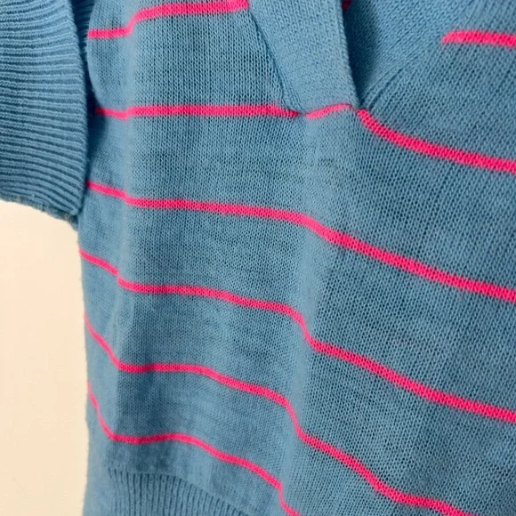 Vintage Blue and Pink Striped Knit Crop Top xs - Picture 6 of 10
